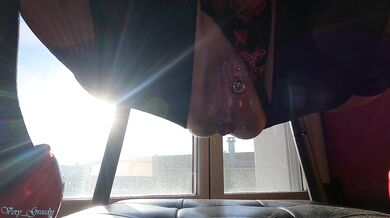 MILF in lingerie sits on a huge dildo in her pierced pussy gives a blowjob and gets a huge facial