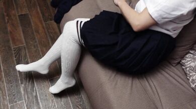 Schoolgirl Show Feet in Knee Socks and Change Dress Knee Socks Nylon Pantyhose Foot Fetish part 3