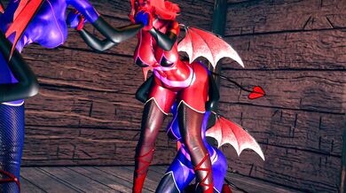 Red VS Blue Succubus lesbian Foursome