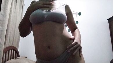 Hot hairy brunette sucking and showing off her body waiting to be sucked