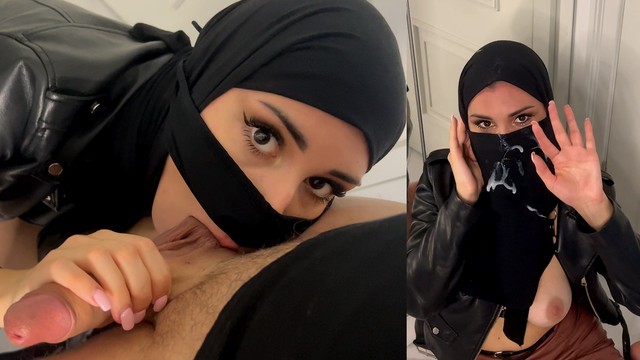 HIJABI I LÆDER MODTOG MANGE CUM PÅ NIKAB