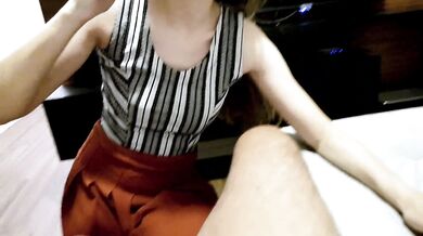 Bitch is like a bitch and obeys her owner sucking and taking cum in the ass.