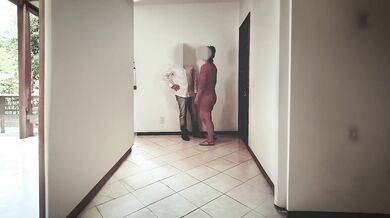 Husband catches wife giving blowjob.