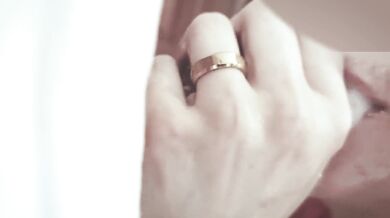 Husband catches wife giving blowjob.