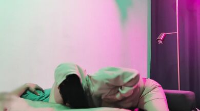 under the oversized sweatshirt hides a magnificent body, it is impossible to resist