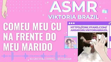 comeu meu cu na frente do meu marido ASMR em portugues punheta guiada conto erotico corno menage