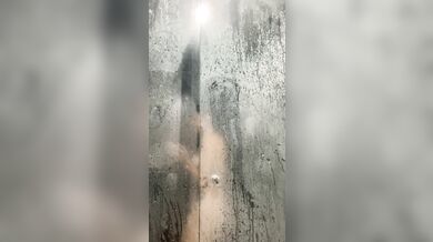 Latina taking a shower and masturbating while her neighbor is watching her