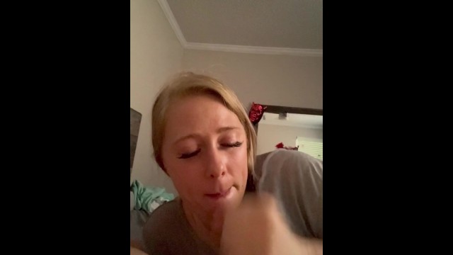 Slut gags and jacks cock till it fills her mouth