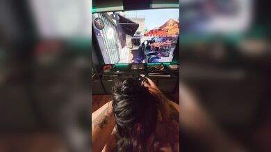 Goth gf reporting for booty while he plays the new call of duty (BO6)