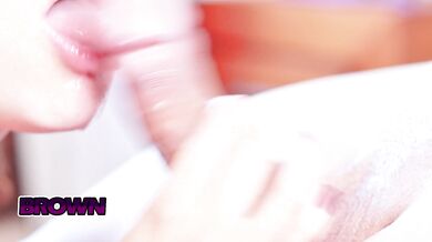 She sucks my cock up close until I cum in her mouth