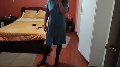 Stepmom shows off her big hairy pussy after fucking and moans for more cock