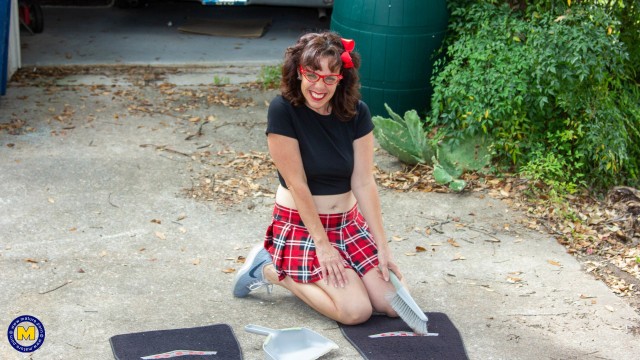 Cheating Wife Dresses Up As A Schoolgirl & Puts On A Show For The Neighbor