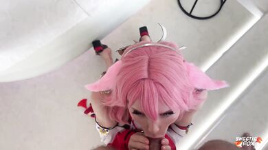 Yae Miko from the Genshin Impact Deepthroat, Facesitting and Rough Fucks with Me