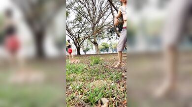 caught on slackline, real horny in public - Aquagemi