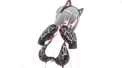 3D HENTAI Neko girl has a gorgeous orgasm and does AHEGAO