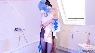 Genshin Impact Ganyu cosplay: rough sex with olied nylons